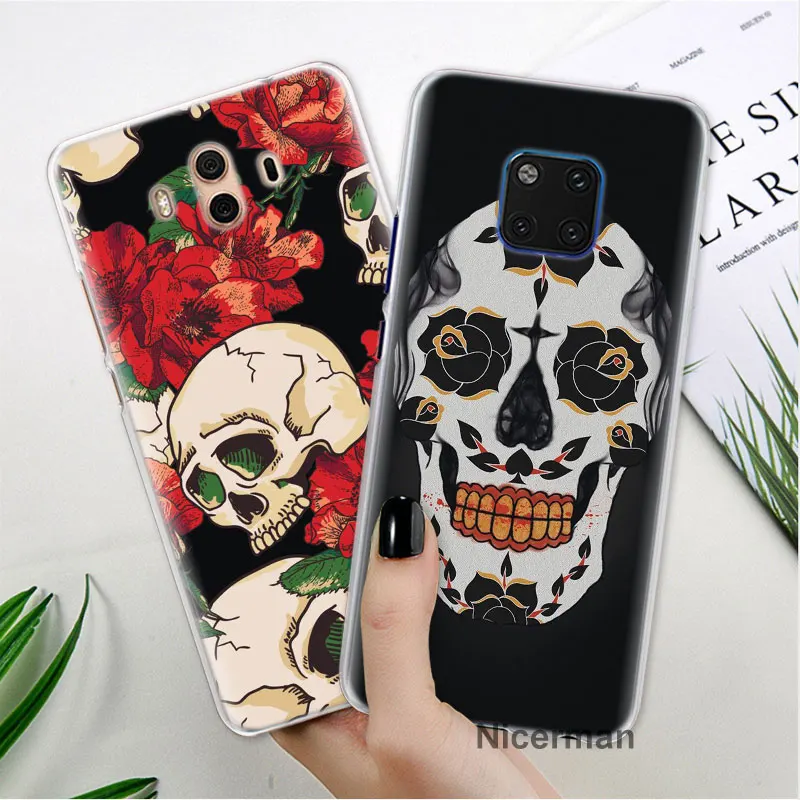 Цветочный Череп сахарный череп чехол для телефона для huawei Коврики 20 Pro 10 20 Lite P Смарт плюс P30 Pro P30 P20 Lite чехол Coque