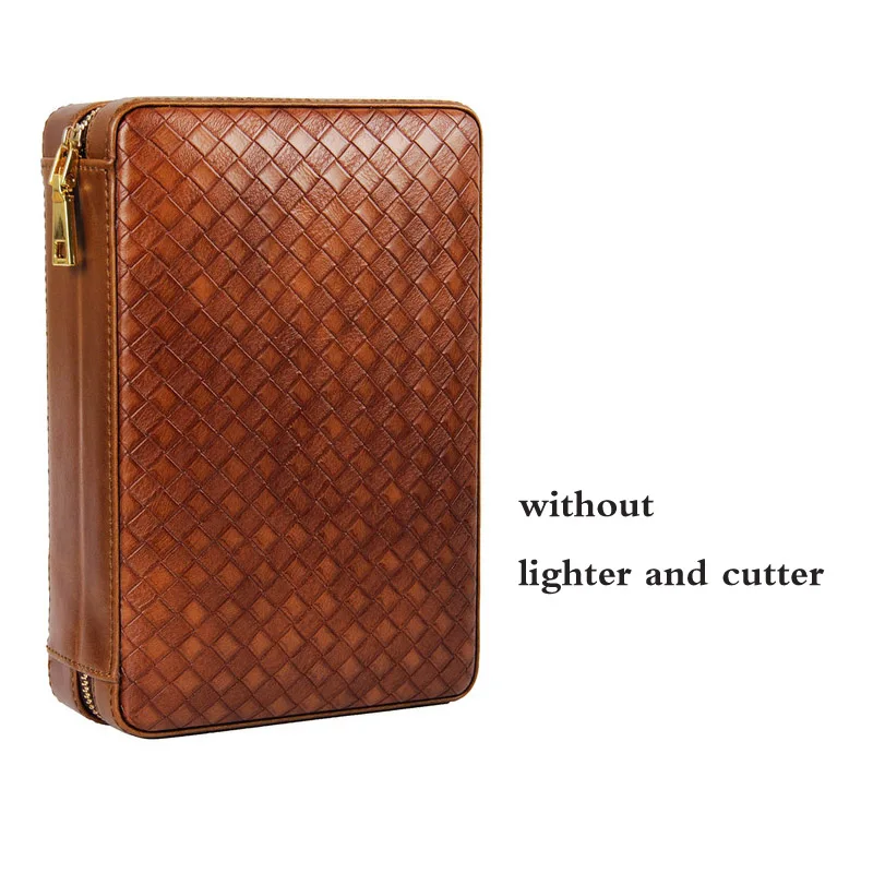 no lighter cutter COHIBA кожа кедр выстроились путешествия портсигар чехол Humidor с резак зажигалка набор с увлажнителем для 4 сигар - Цвет: no lighter cutter