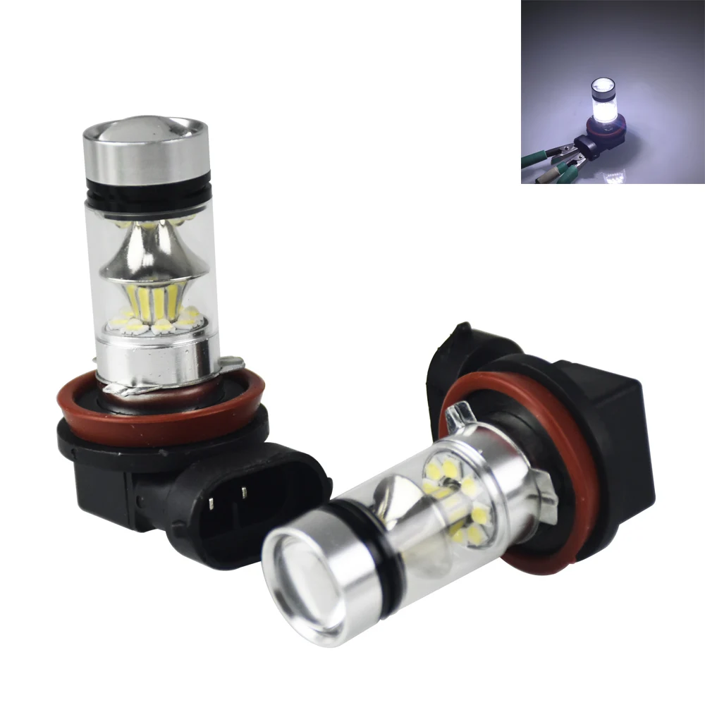 2 шт. автомобильные лампы H8 H11 100W 20 SMD яркие супер белые 12 В 24 6000k|Передние LED-фары для