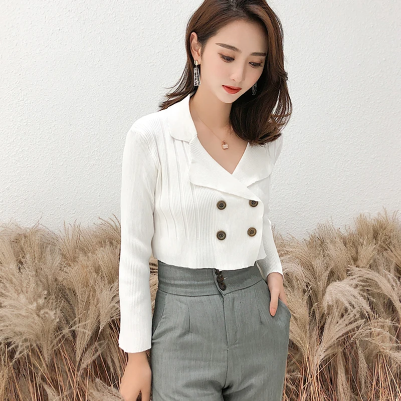 Autumn Winter Knitted Cardigan Women 2018 Fashion Office Lady Knit Outerwear Extra Short Sweaters Long Sleeve Slim Pull Femme |