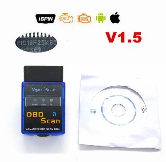 10 шт./лот V1.5 чип PIC18F25K80 ELM327 Bluetooth АВТО ЧИТАТЕЛЬ КОДА Супер Мини ELM 327 работает на