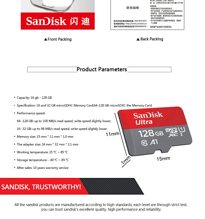 Sandisk Micro sd карта класс 10 A1 SDXC 64 Гб 128 Гб 16 Гб TF карты карта памяти 32 Гб оригинальная флеш-карта памяти