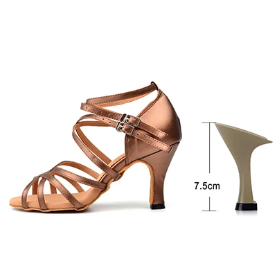 Brown 7.5cm Искусственная Пелле Scarpe Da Ballo Latino Donna Scarpe Da Ballo Delle Signore Marrone Inferiore Molle Sandali - Цвет: Brown 7.5cm