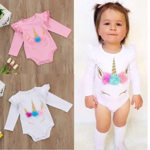 Боди с волшебным единорогом для новорожденных Комбинезоны маленьких девочек
