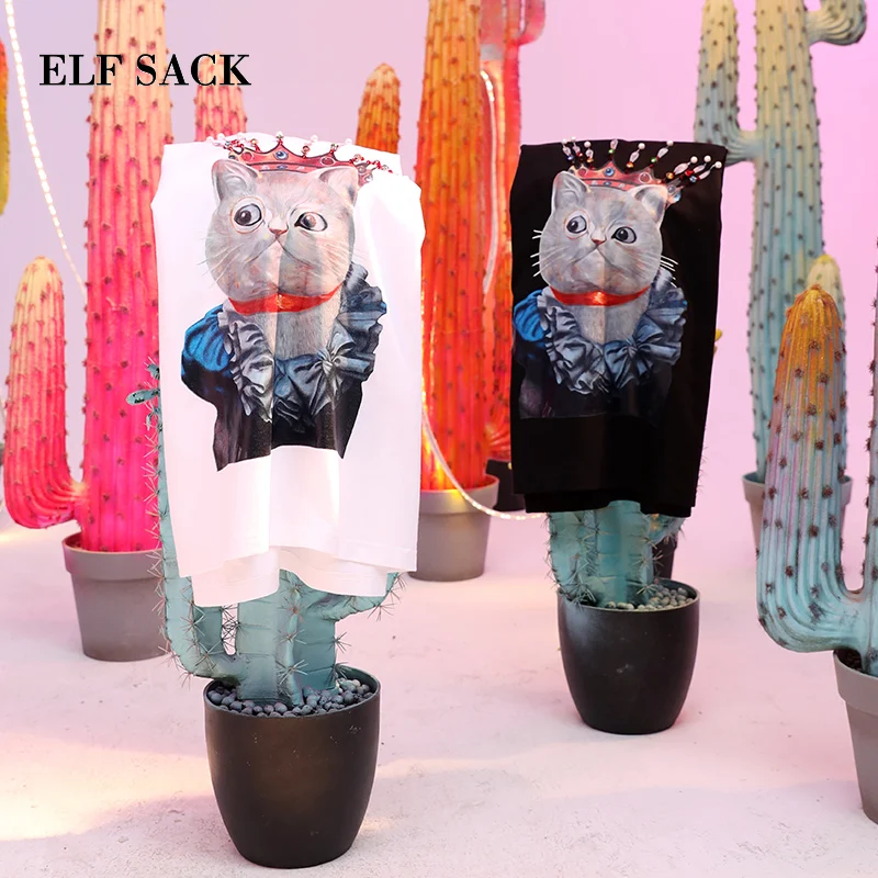 Женская футболка ELFSACK хлопковая Повседневная с o-образным вырезом и принтом в