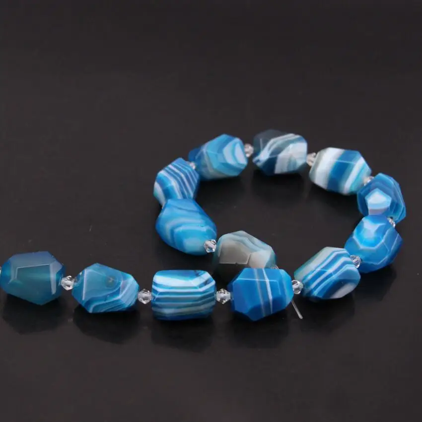 Бусины Из Натурального голубого агата с огранкой 15 5 дюймов|loose beads|beads loosestriped agate