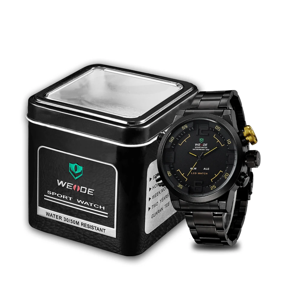 Weide Кварцевые Спортивные Наручные Часы повседневные из натуральной нержавеющей