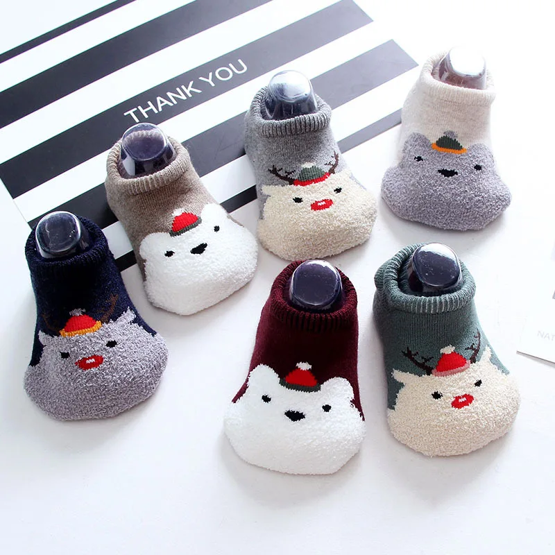 Детская Рождественские носки мультфильм детская тапочки утолщение Рождество