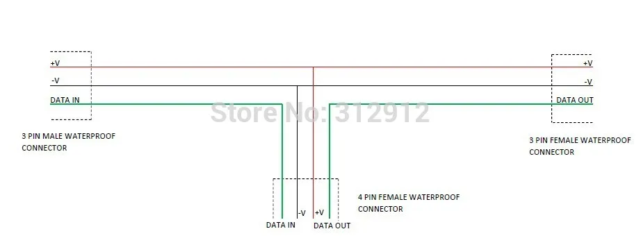 3 ядерный водостойкий сплиттер типа T (средний 4 разъем) черный цвет диаметр