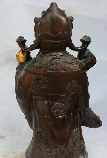 JP S0524 22 &quotКитайский Бронзовый Gild RU Yi fu сокровищ чаша Маммона деньги богатство Бог