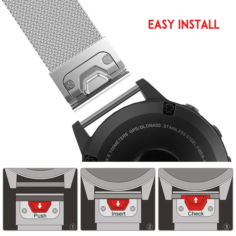 Laforuta Forerunner 945 Strap Milanese Loop 22mm Quick Fit for Garmin 935 Fenix 5 5Plus Stainless Steel Bracelet | Наручные часы