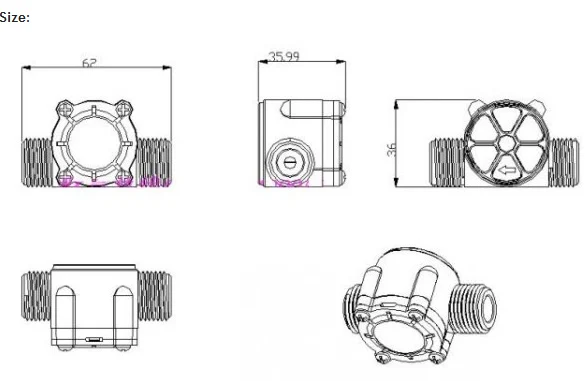 1PC Water Flow Sensor Flowmeter Hall Control 1-30L/min 2.0MPa-Y103 | Инструменты