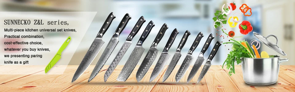 SUNNECKO 2 шт Кухня ножи высокого Класс подарочной коробке набор шеф-повар Ножи японский Дамаск VG10 Сталь Sharp G10 Ручка Мясник инструменты