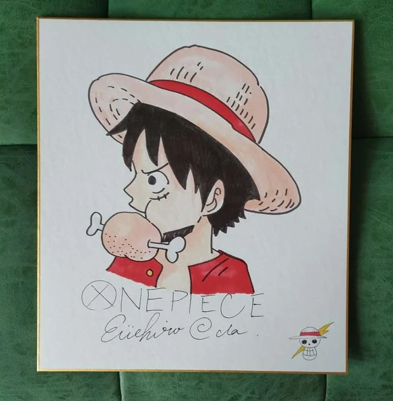 Нарисованный вручную подписанный Eiichiro Oda autographed board ONE PIECE J-pop ограниченная версия редкая 27*24 см 032019