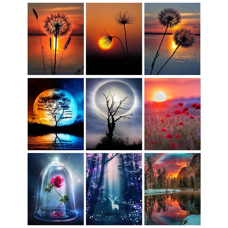 

Diy full diamond embroidery landscape handmade diamond painting landscape mosaic cross stitch home decor ll509