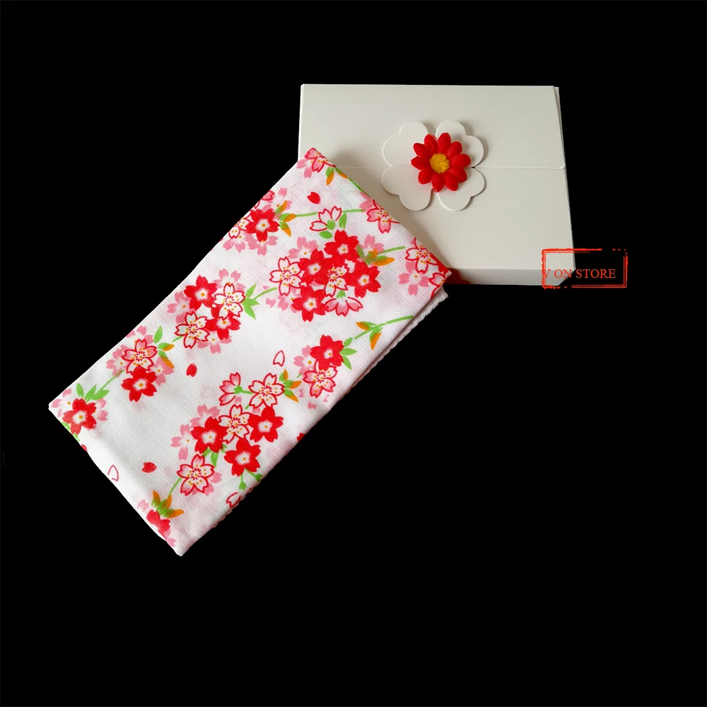 Женский и мужской спортивный пот 100% хлопок японский Красный Цветок сакуры белый