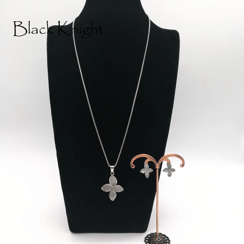 Новинка женское ожерелье и серьги в виде четырехлистного клевера серебряный