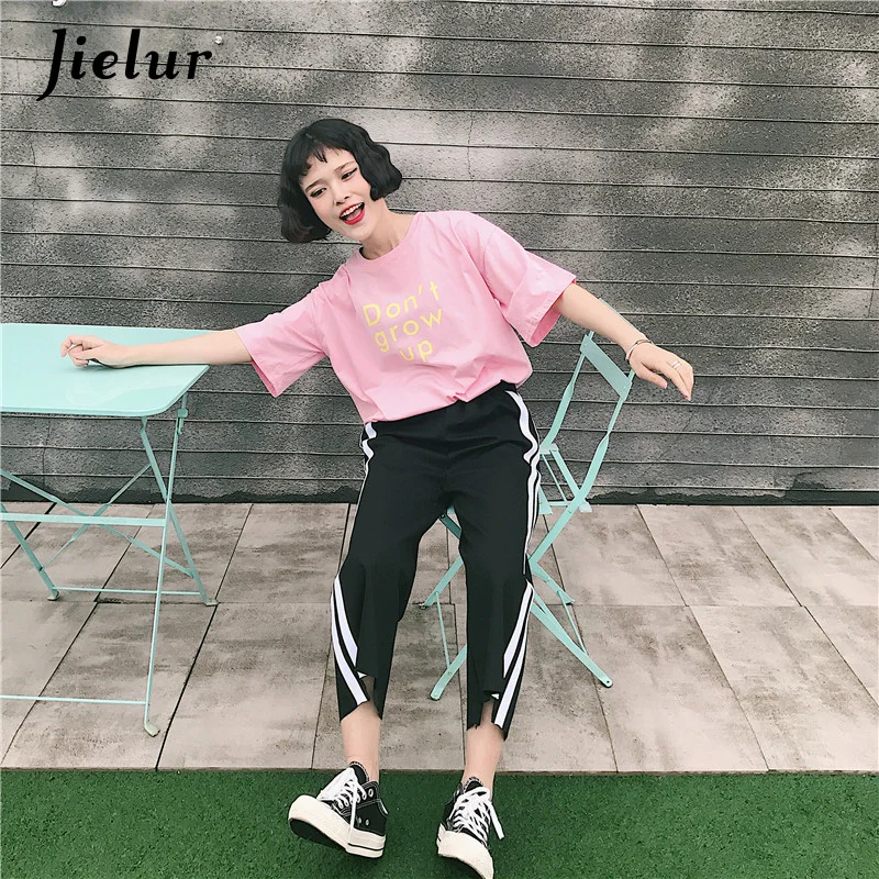 Jielur 2020 Весенние Новые повседневные Черные Брюки с широкими штанинами Женская