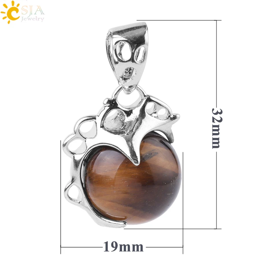 CSJA ожерелье из натурального драгоценного камня круглые шарики подвески