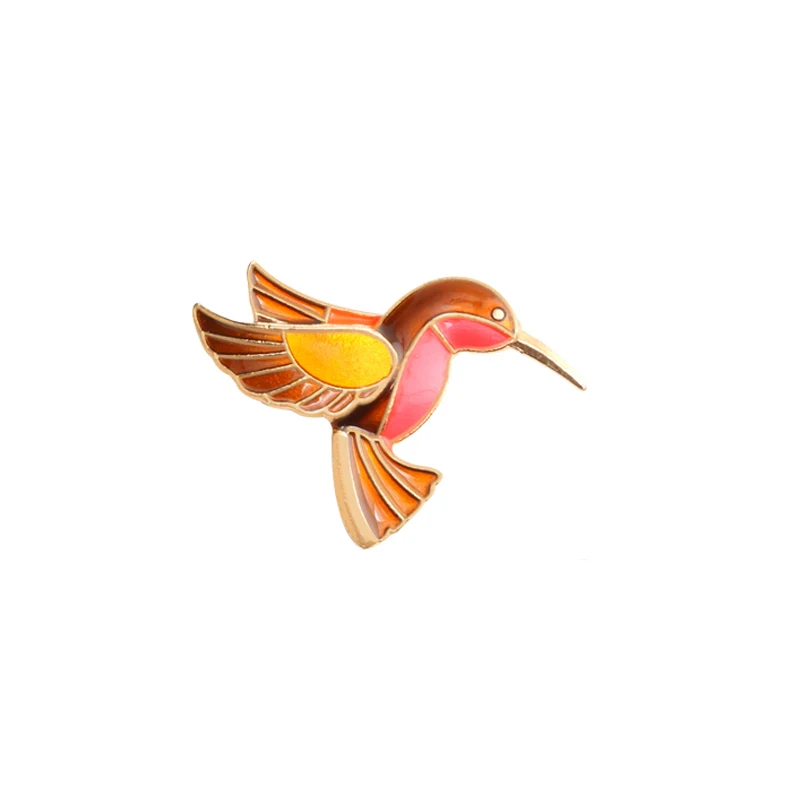 Brown Bird Мультфильм Птицы Eeamel булавки Розовый фламинго брошь дятел для женщин и мужчин джинсовые куртки шляпа рюкзак нагрудные булавки Летающий значок с животным подарки - Окраска металла: Brown Bird