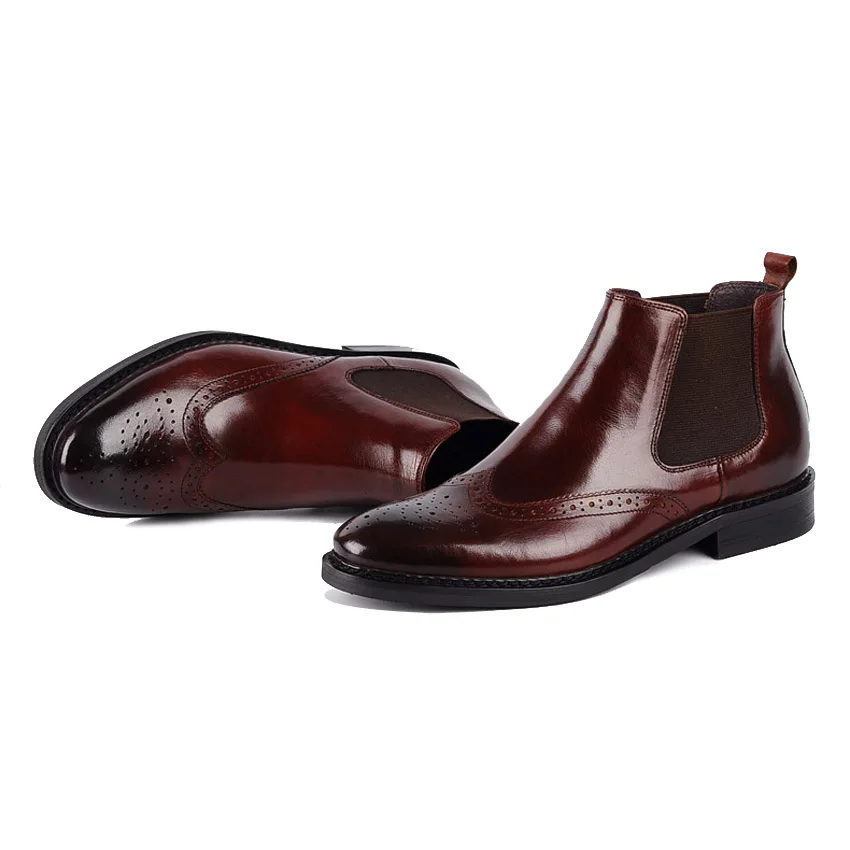 Мужские Винтажные ботильоны челси из натуральной кожи ковбойские ботинки в