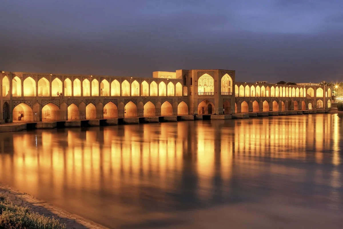 Khaju Bridge at dusk Isfahan Iran 248TFJ canvas тканевый постер с рисунком на заказ стена домашний