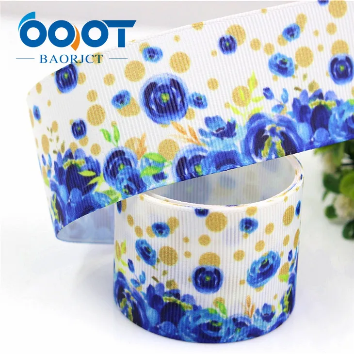 4 OOOT BAORJCT 183175 38 мм 10 ярдов мультфильм ленты с цветами термотрансферный Печатный корсаж Свадебные аксессуары DIY материал - Цвет: 4