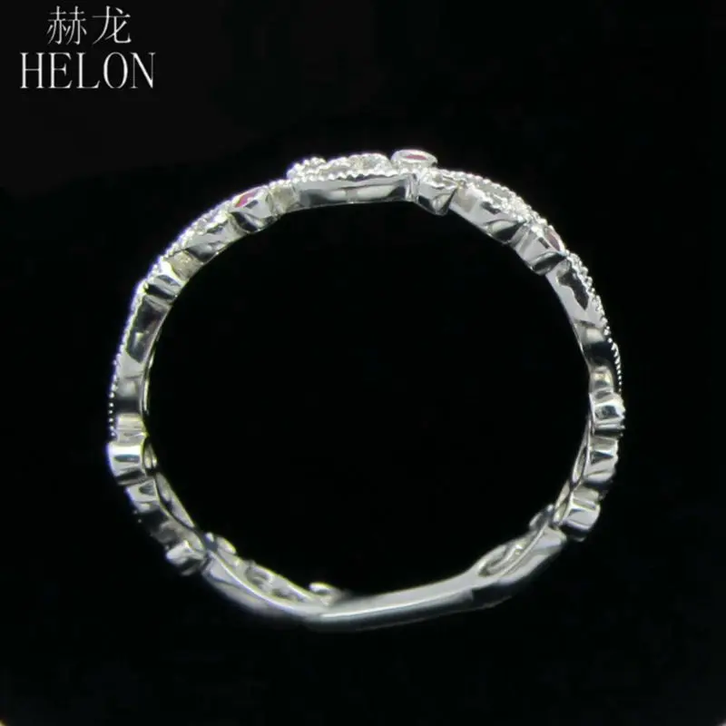 Кольцо HELON Gemstone Band MILGRAIN Pave из натурального рубина, серебро 925, обручальные кольца для женщин, ювелирные украшения