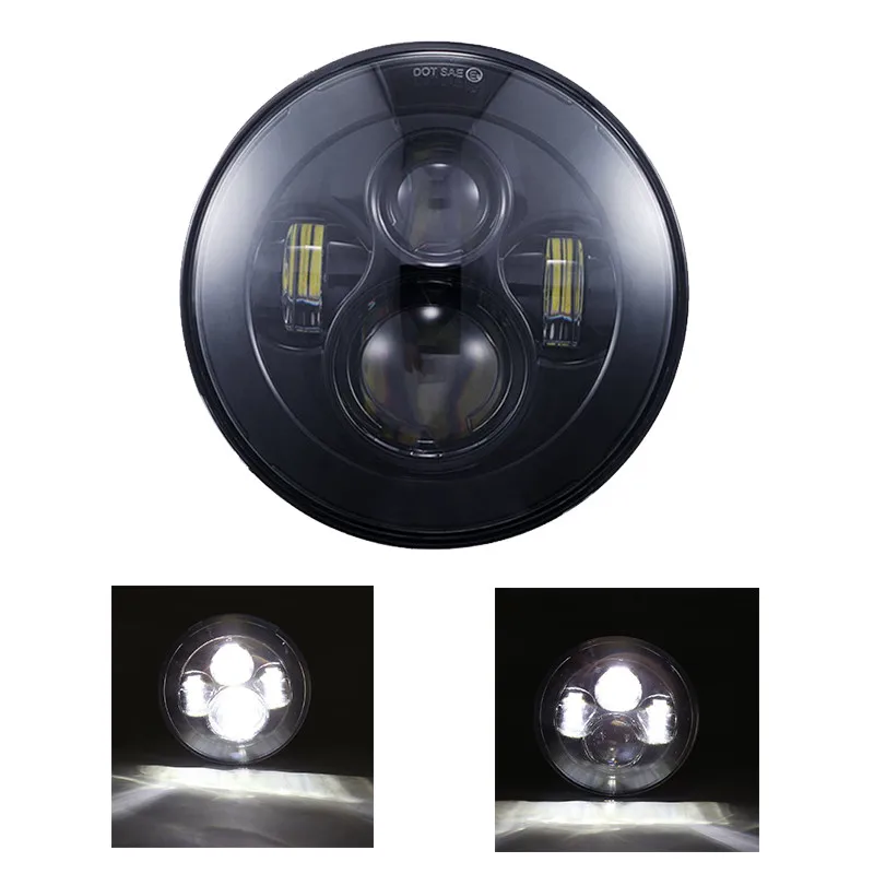 Black 40W 1 7 дюймов фары мотоцикла высокий/Низкий Луч H4 светодиодные фары для автомобиля 7 дюймов фары корпус фары ведро отделка кольцо - Цвет: Black 40W 1