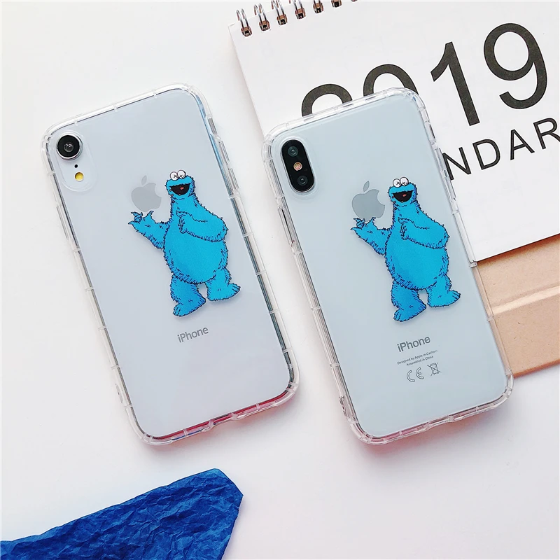 Мультяшная Милая Улица Сезам Элмо печенья чехол для iPhone X Xs max XR 6 S 7 8 plus губка детский воздушный прозрачный, мягкий чехол coque