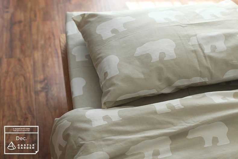 100% хлопок саржа мультфильм полярный медведь принт удобный комплект постельного