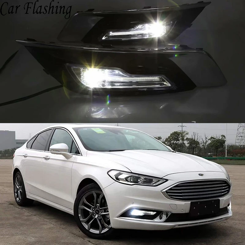 Автомобиль мигает 2 шт. Led DRL дневные ходовые огни для Ford Fusion Mondeo Водонепроницаемая противотуманная лампа фары фара