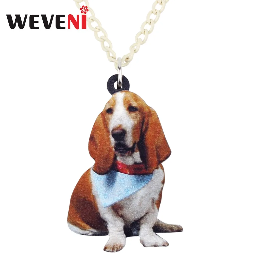 WEVENI акриловый шарф Basset Hound Подвеска для ожерелья собак цепочка чокер трендовые