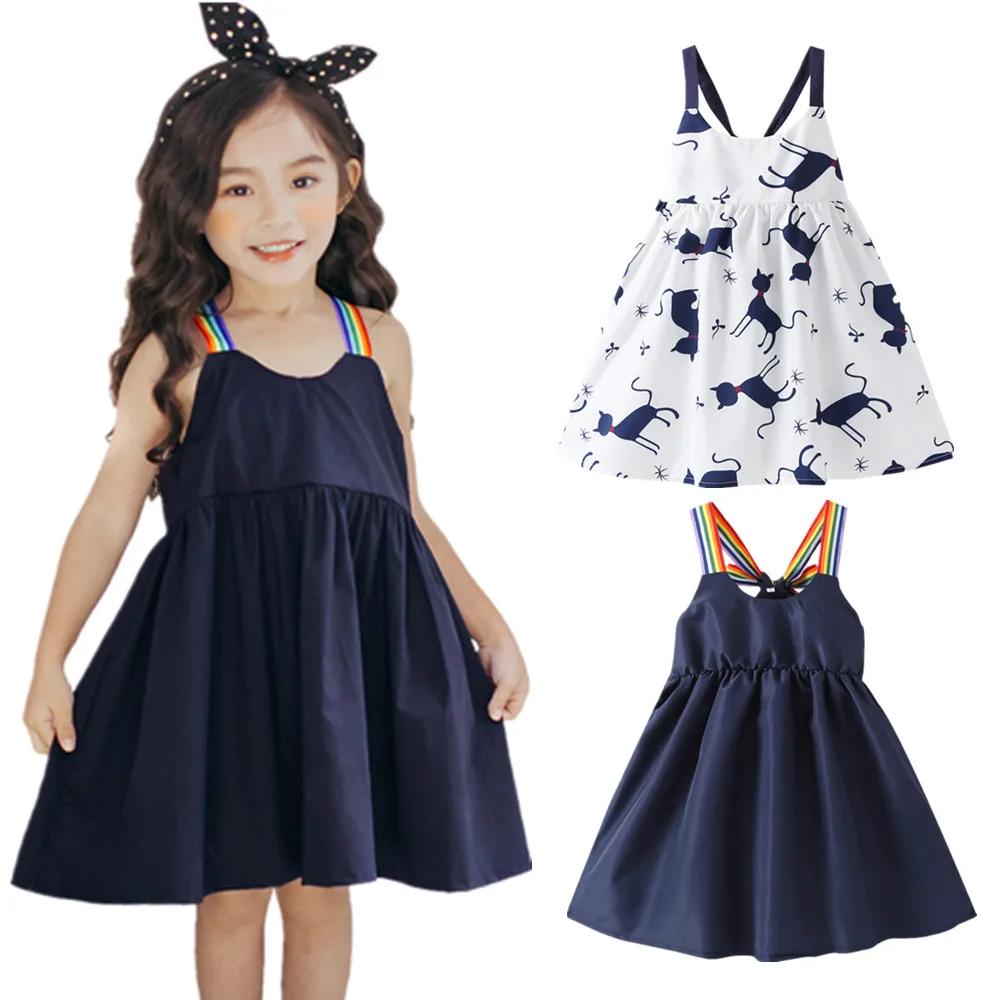 2019 г. детское платье для девочек Летнее Детское со шнуровкой хлопковое принцессы