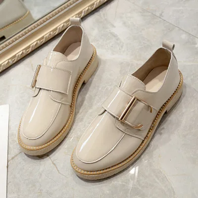 

Women's Casual Shoes Leather Pointed Toe Metal Buckle Solid Color Shoes Flat shoes