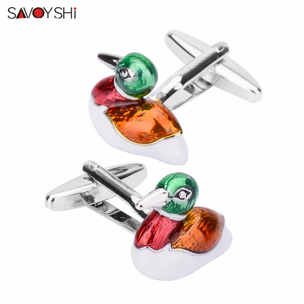 SAVOYSHI Mandarin Duck Love Cufflinks for Men High Quality Shirt Cuffs Enamel Cuff links DIY Wedding Grooms Gift Male Jewelry|Зажимы для