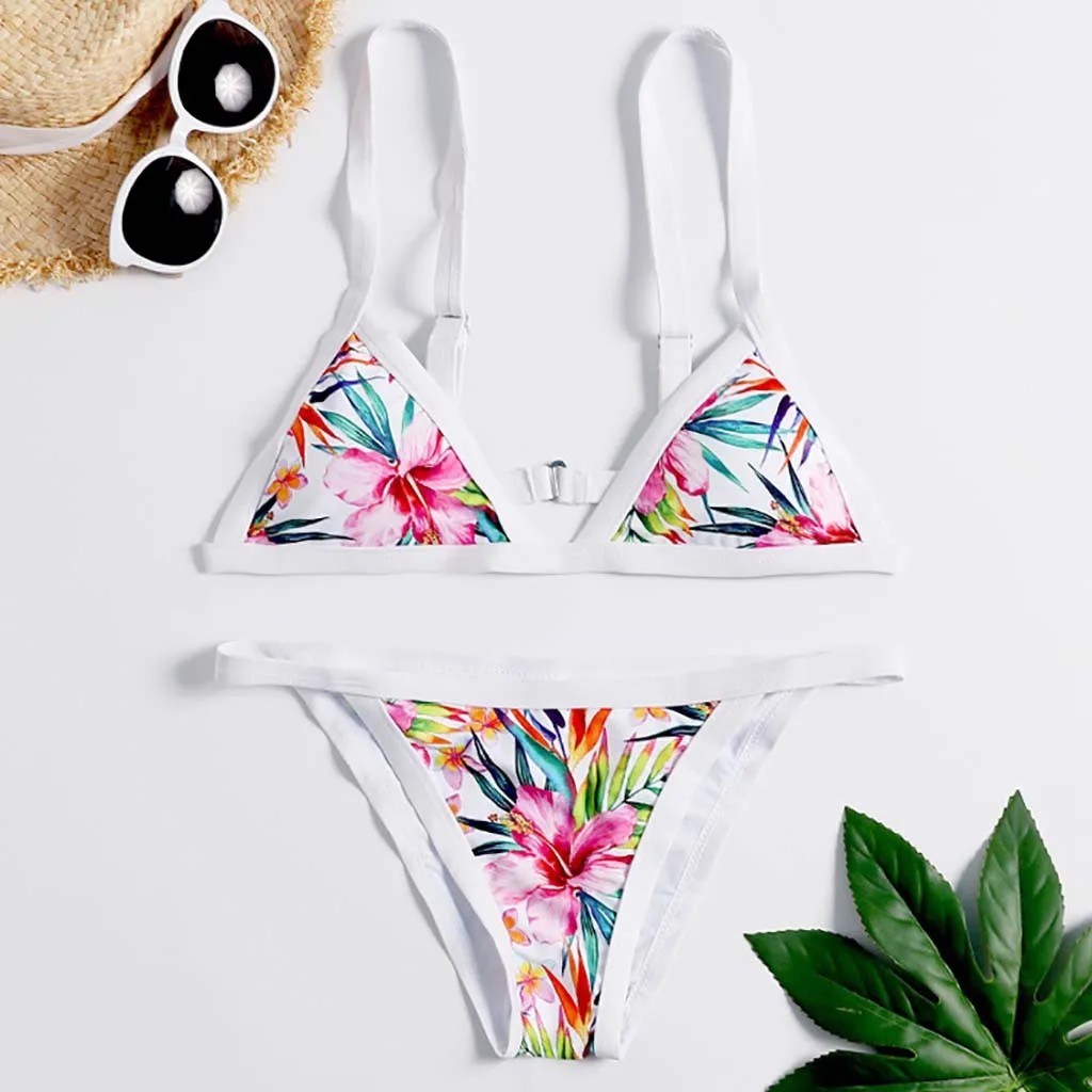 Beachwear Bikini Swimsuit Plus Size Swimwear Women 2019 Push Up Outdoor Sports Printed Bandage Padded Large Bather | Спорт и