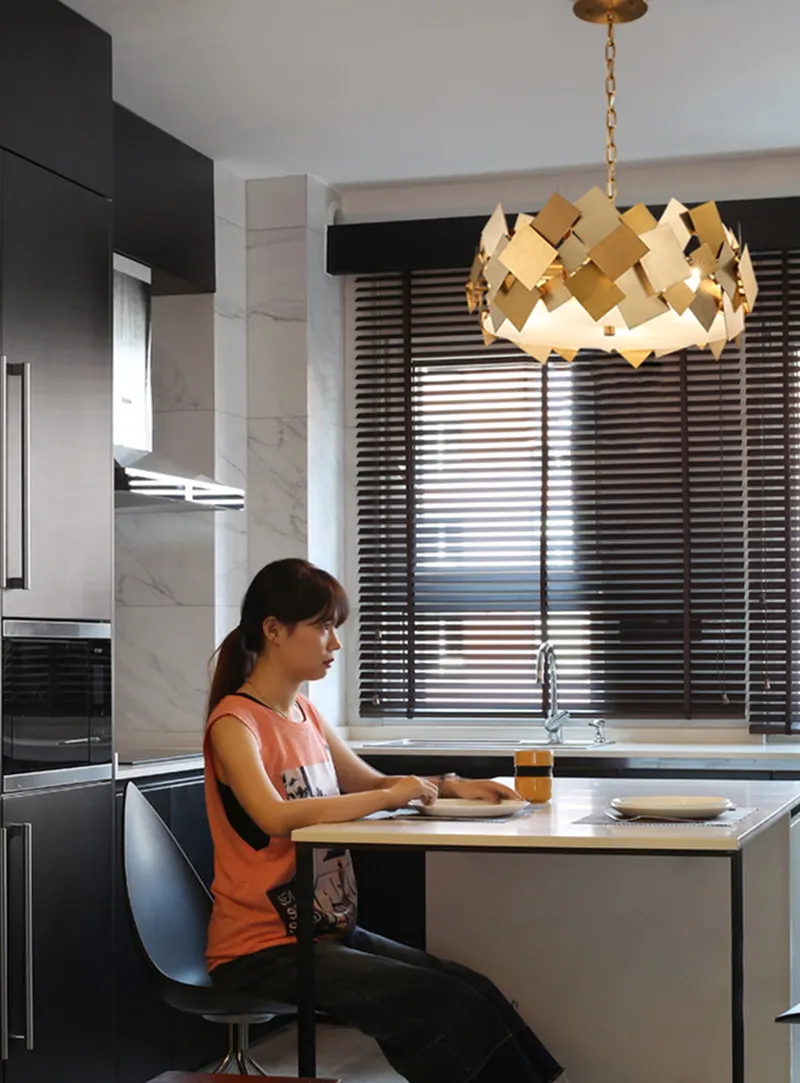 Скандинавский современный Lustre Luminarie Led E14 подвесной светильник вращающаяся стальная подвесная цепь лампы Золотой покер Led Подвесная лампа