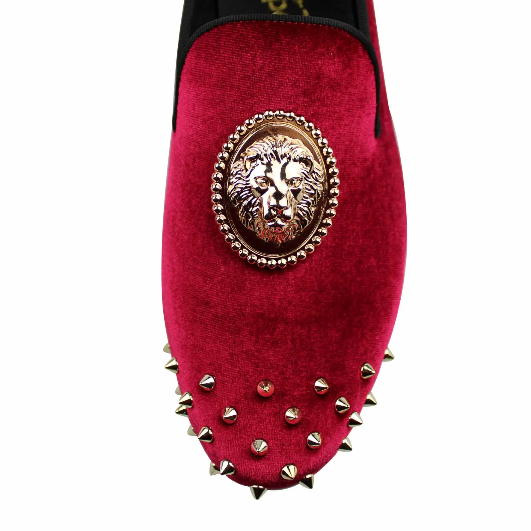 Искусственные шипы красные бархатные лоферы модель 3D обувь на плоской подошве |