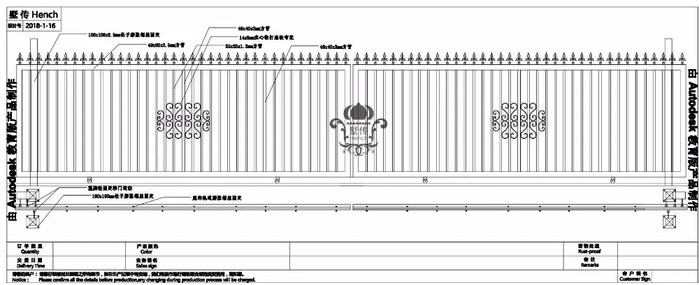 HENCH садовый забор 8'x5' черный простой стиль декоративный железный забор из кованого Hc-f19