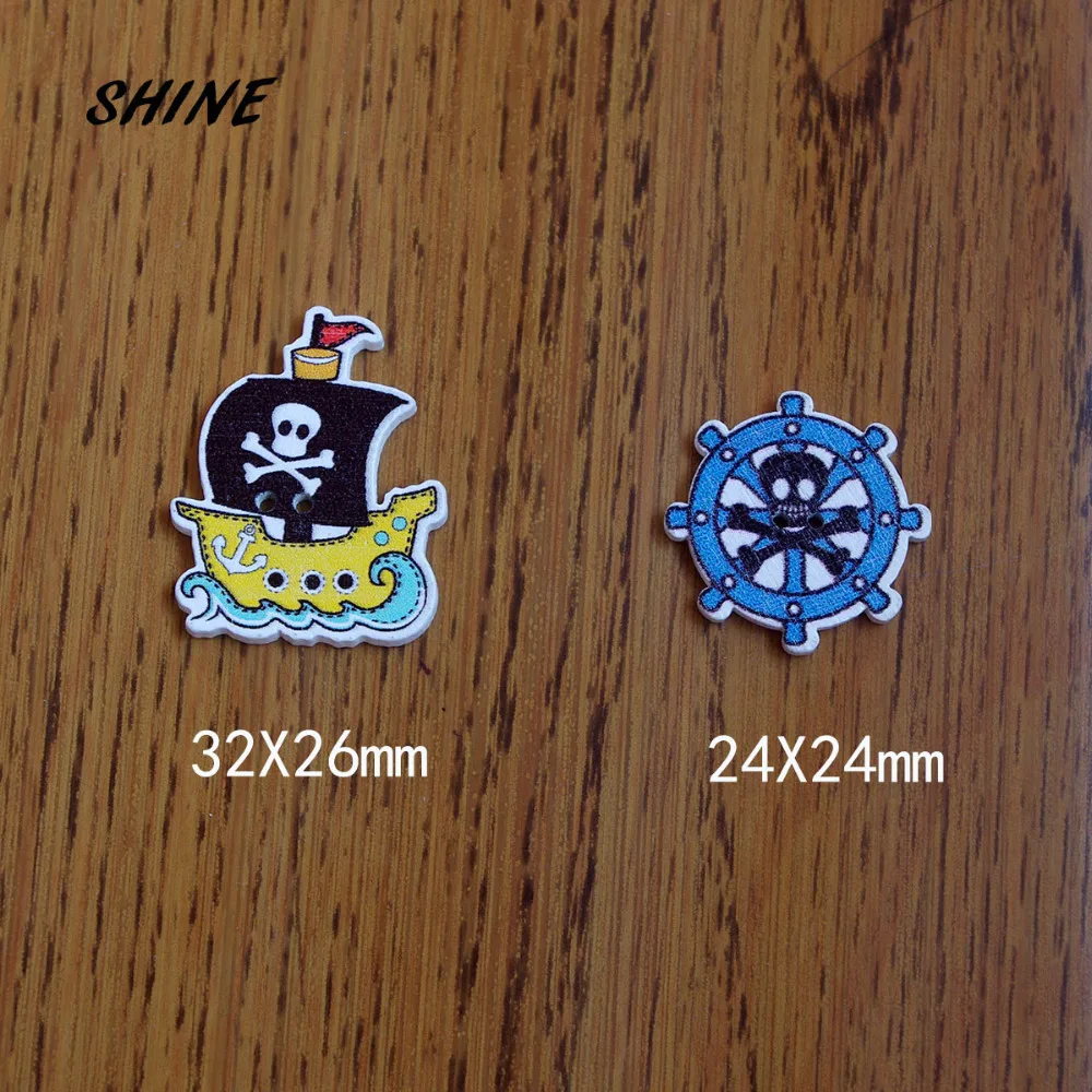SHINE 50 шт. деревянные швейные пуговицы для скрапбукинга в пиратском стиле | Дом и