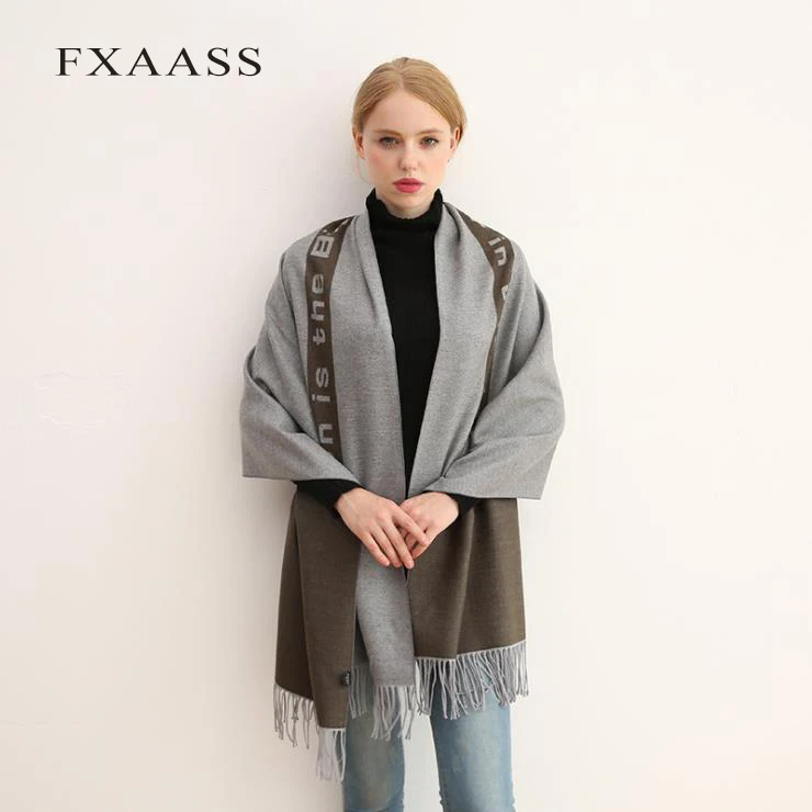 FXAASS новый осенне-зимний шарф шаль модная Пашмина женский большой с буквенным