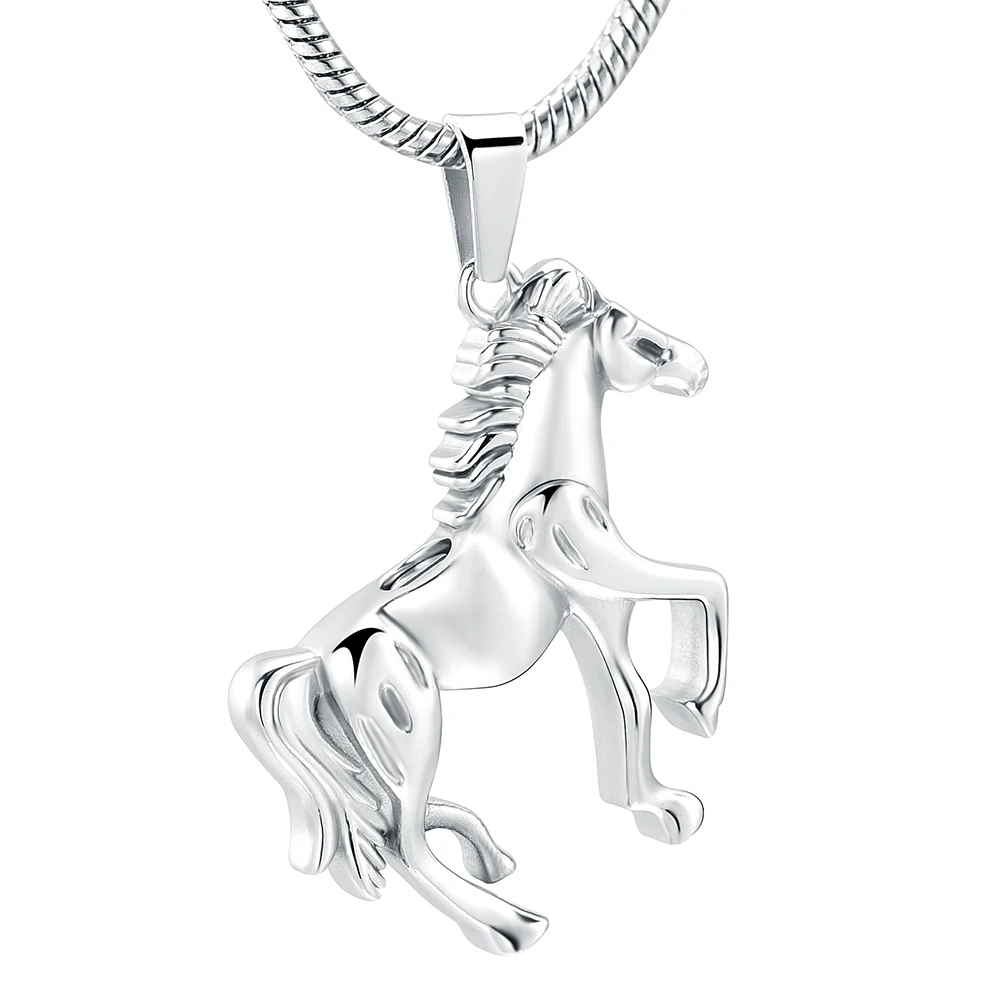 

IJD10072 Mustang Horse Stainless Steel Keepsake Memorial Urn Necklace For Ashes Cremation Pendant
