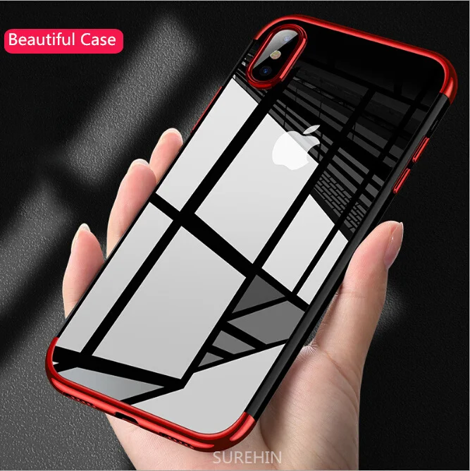 

SUREHIN Nice protective case for iPhone 6 S 7 8 Plus XR XS MAS clear transparent silicone case cover fundas men kid back housing