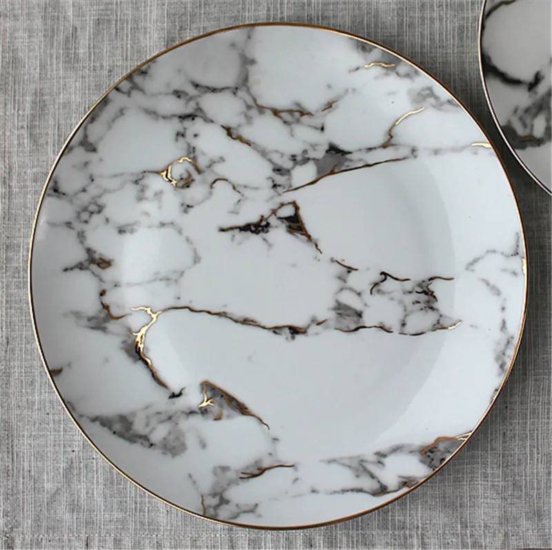 Мраморная Золотая инкрустация тарелок тарелки Позолоченные Инс Золотой ужин