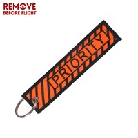 50pcs new key chain striped key chaveiro para carro remove before flight embroidery priority keychain fob pull to eject chains