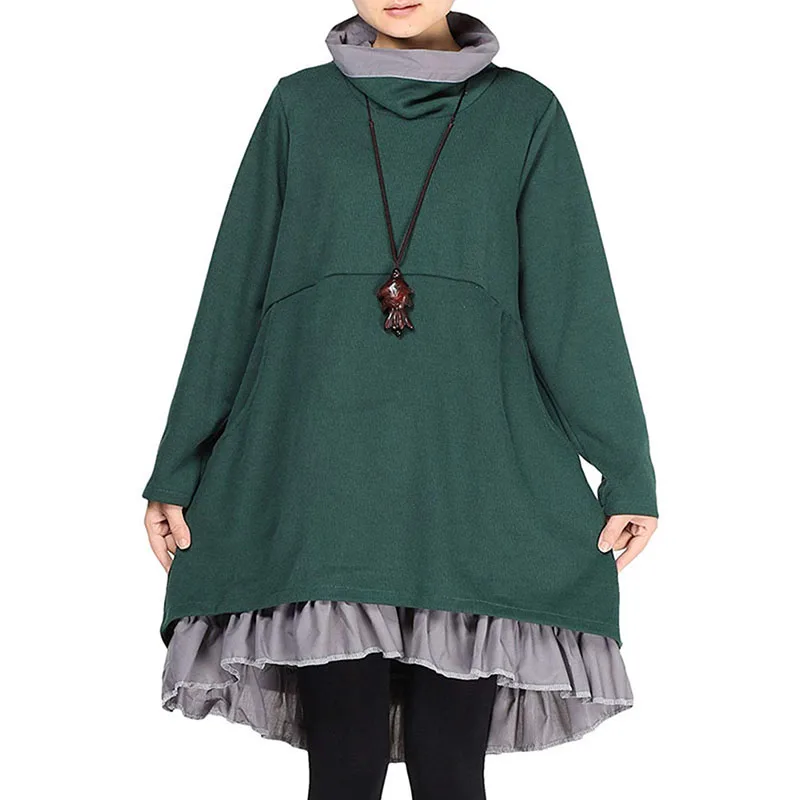 Новая Женская толстовка с длинным рукавом свободная высоким воротом теплая