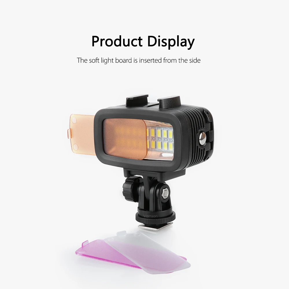 Vamson для Gopro Hero 6 5 4 3 подводный фонарик лампа Дайвинг Водонепроницаемый светодиодный фонарик крепление для SJCAM для Xiaomi YI VP702
