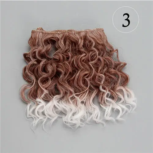 03 Brown White Color AAAA Высокое качество 15 см высокая температура термостойкие волосы куклы для 1/3 1/4 1/6 BJD diy парики с волнистыми волосами для куклы - Цвет: 03 Brown White Color