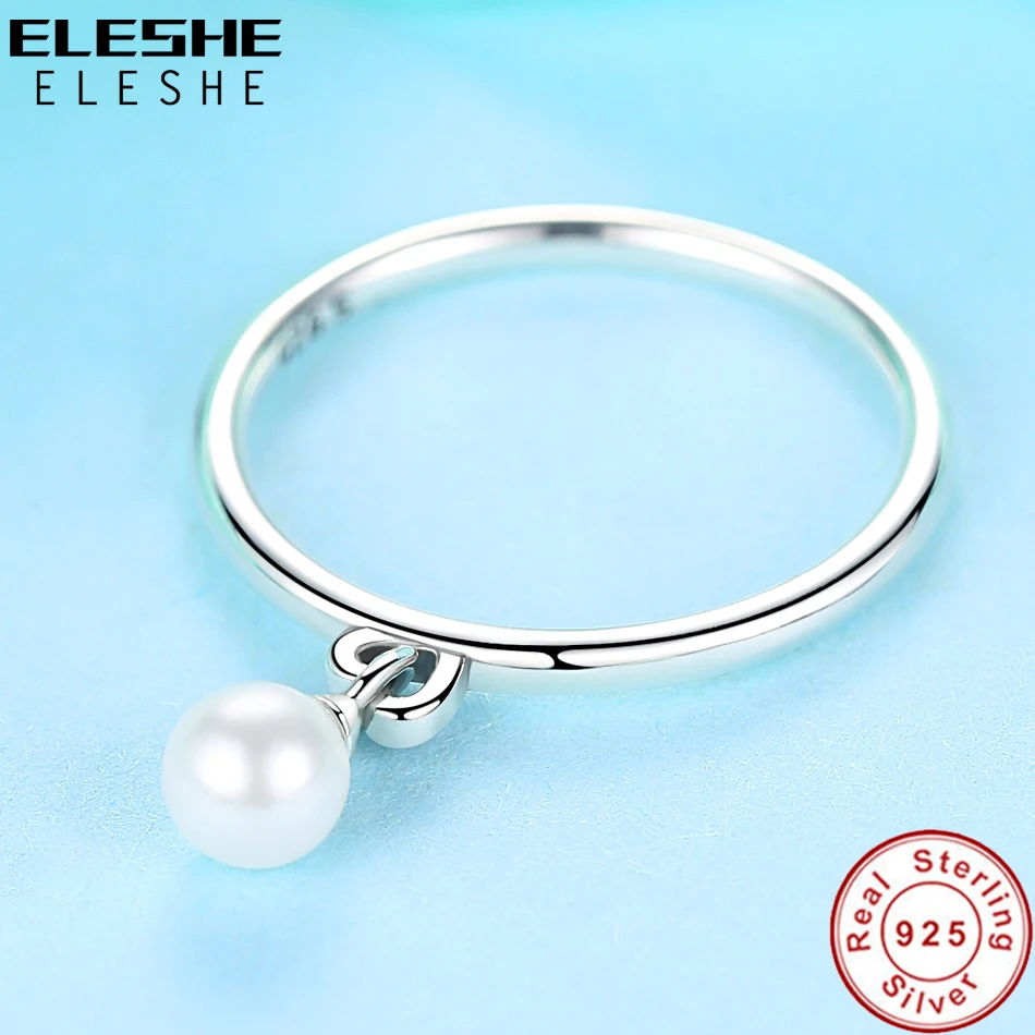 ELESHE, настоящее 925 пробы, серебряные, скрученные, с узлом и искусственным жемчугом, кольца на палец для женщин, подлинные серебряные кольца, свадебные ювелирные изделия